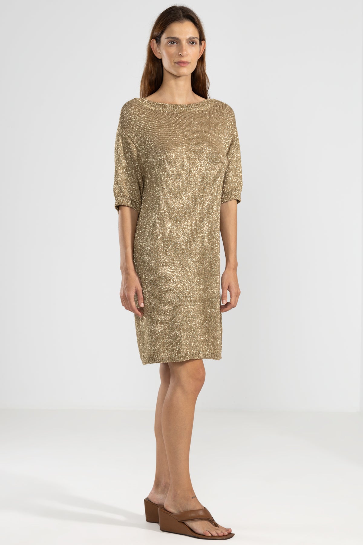 Lara Knit Dress in Gold