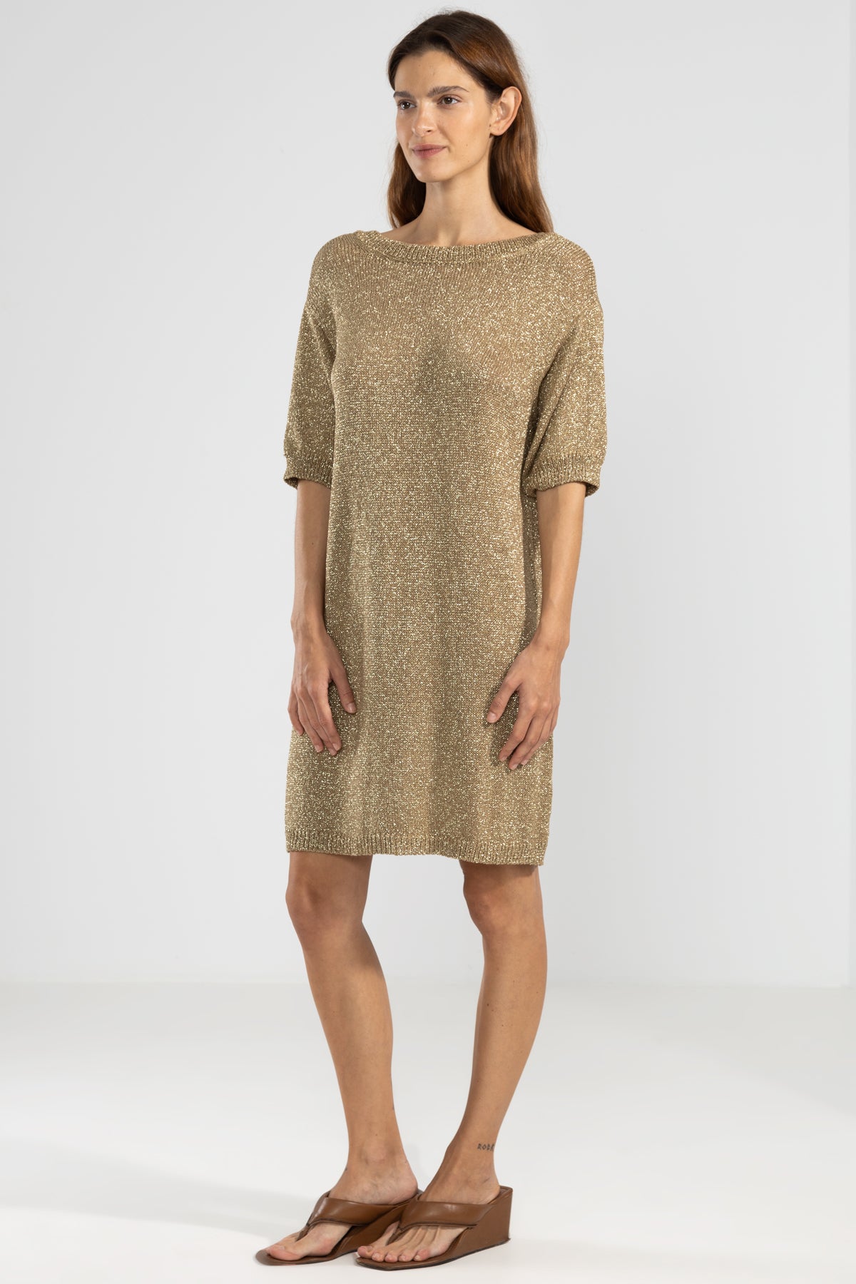 Lara Knit Dress in Gold