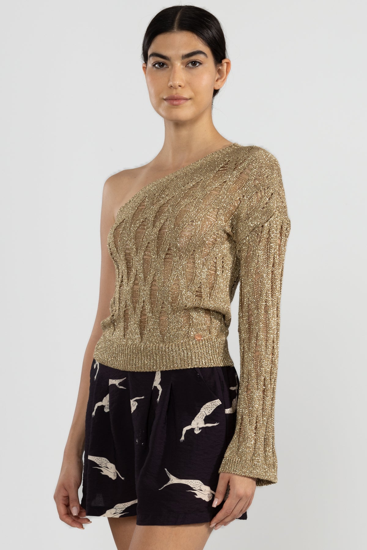 Lara Gestricktes Top in Gold