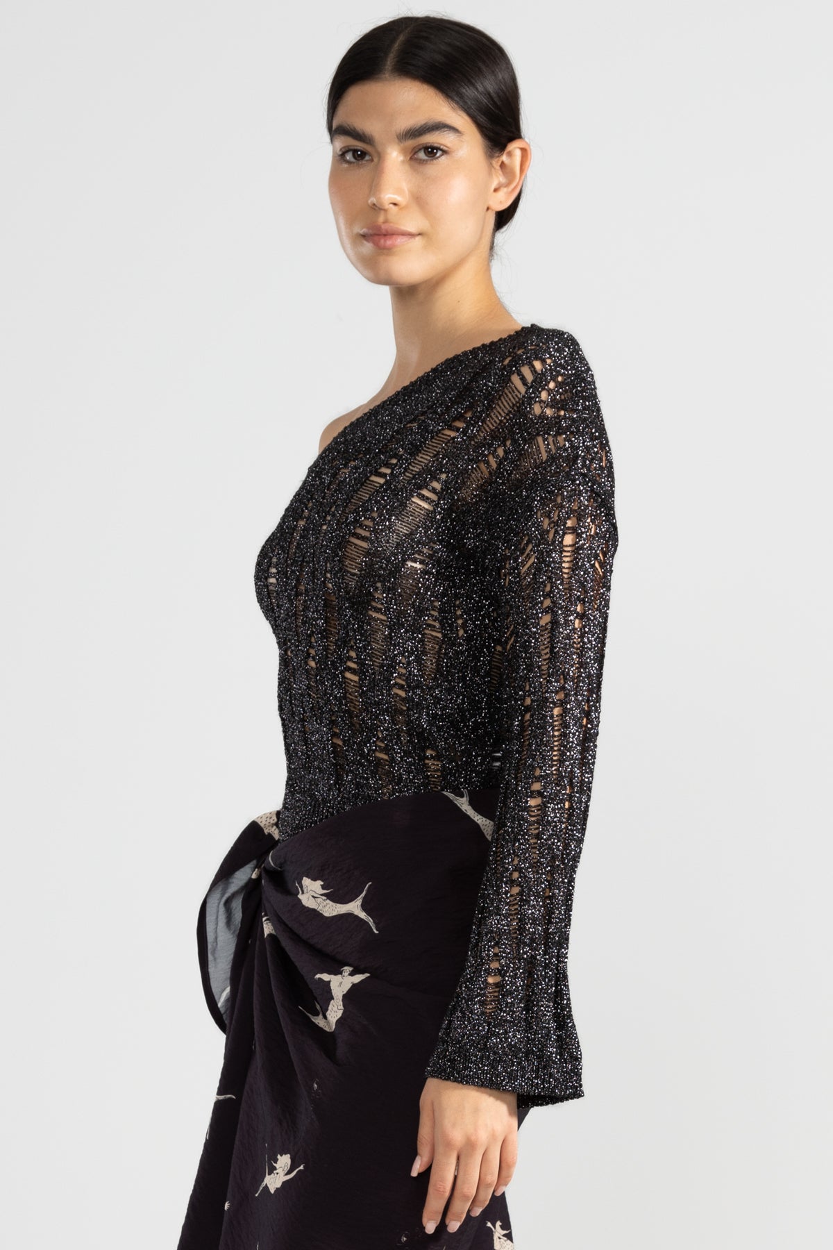 Lara Gestricktes Top in Schwarz