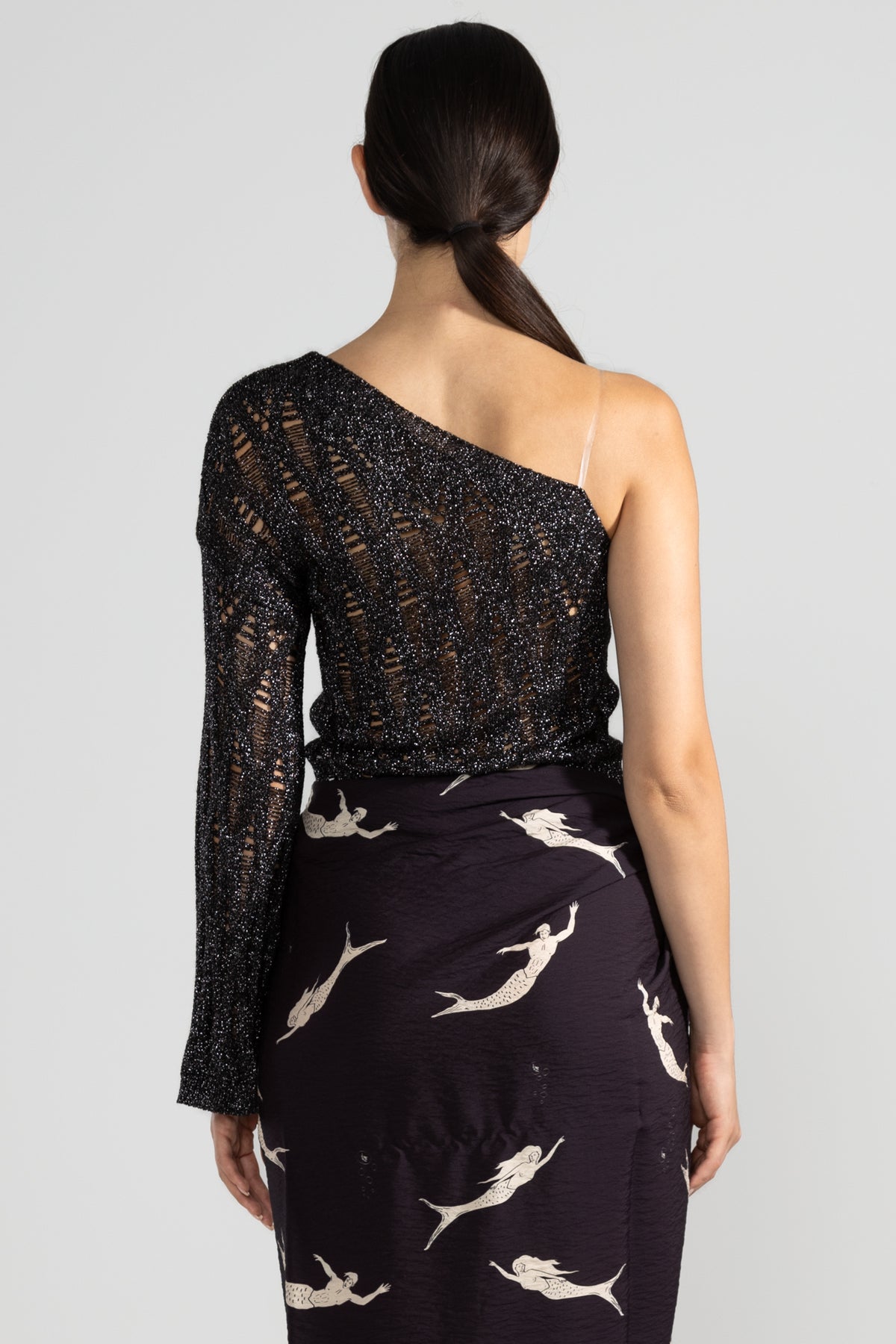 Lara Gestricktes Top in Schwarz
