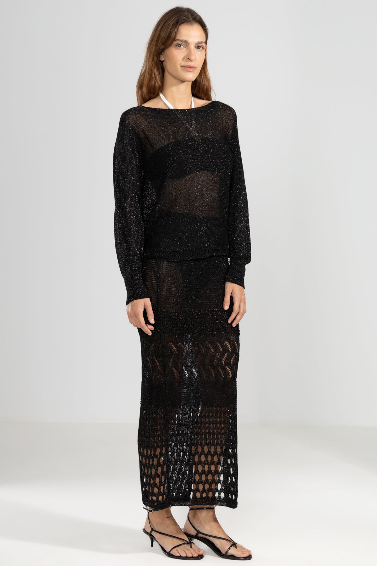 Lu Tiger Lurex Sweater in Black