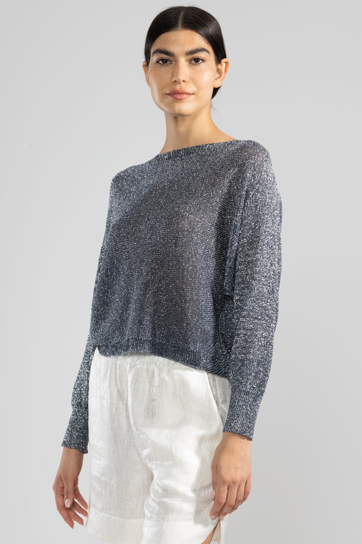 Lu Ring Lurex Sweater in Denim