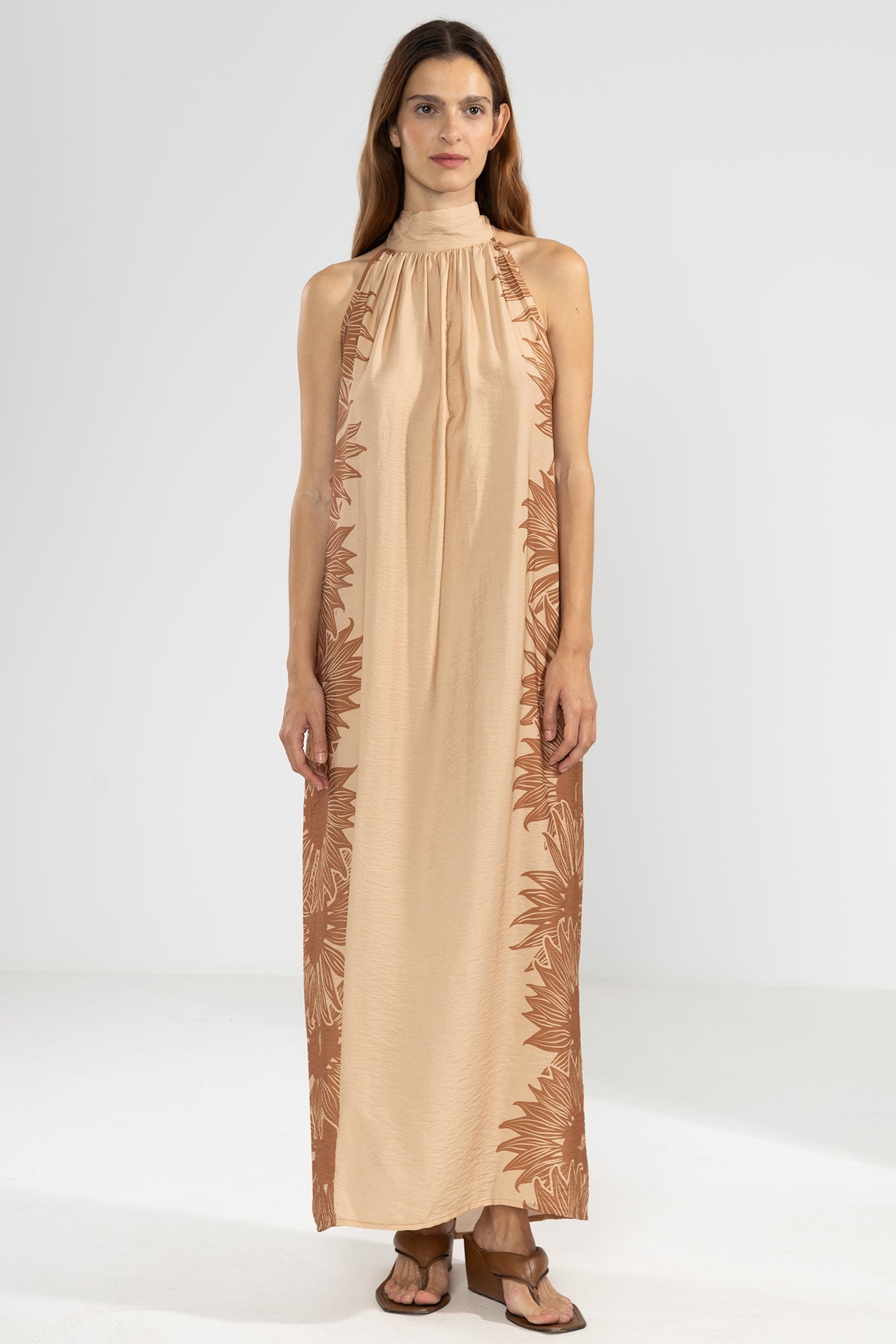 Michu Halter Dress in Bloom Camel