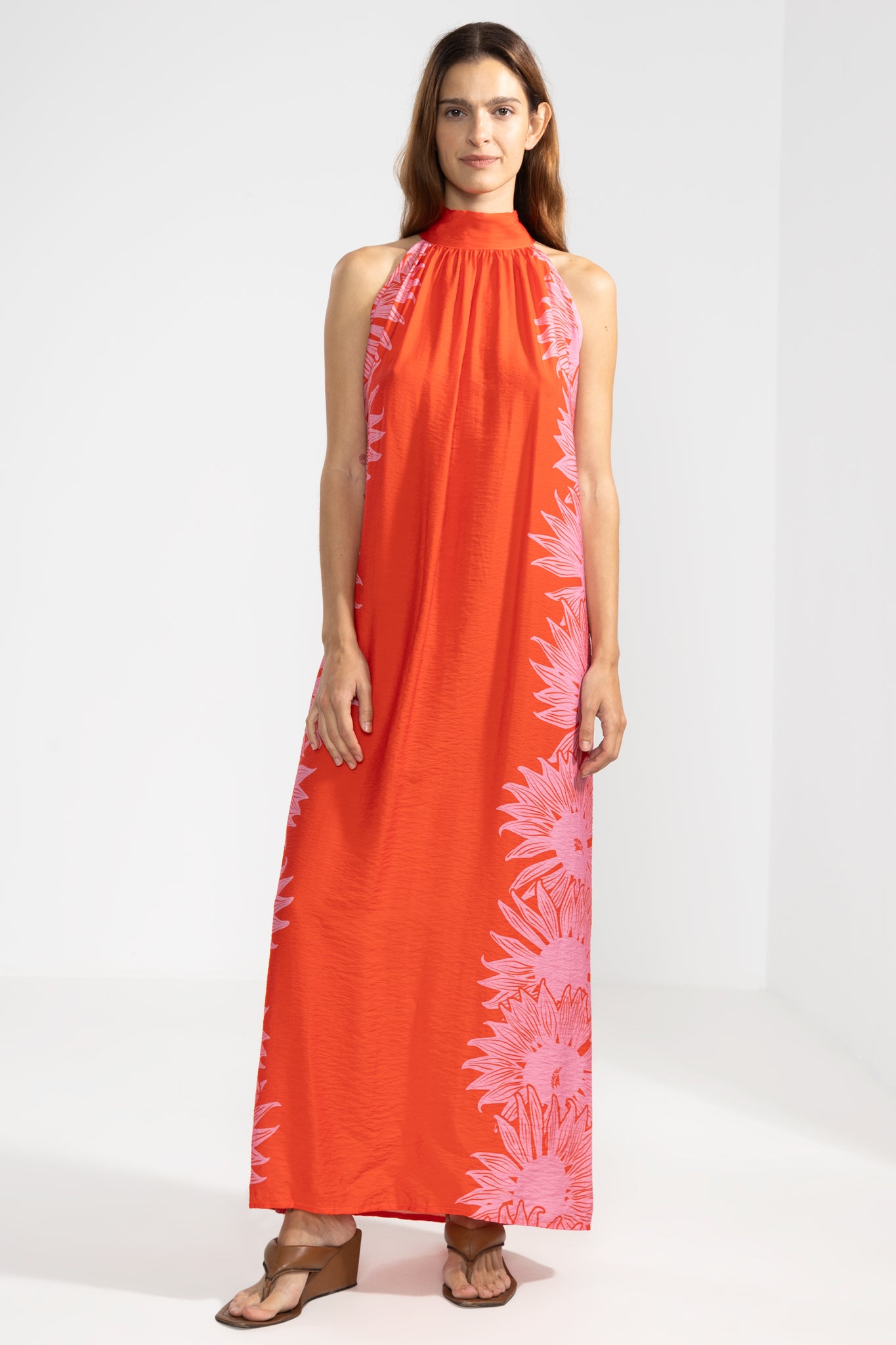 Michu Halter Dress in Bloom Red
