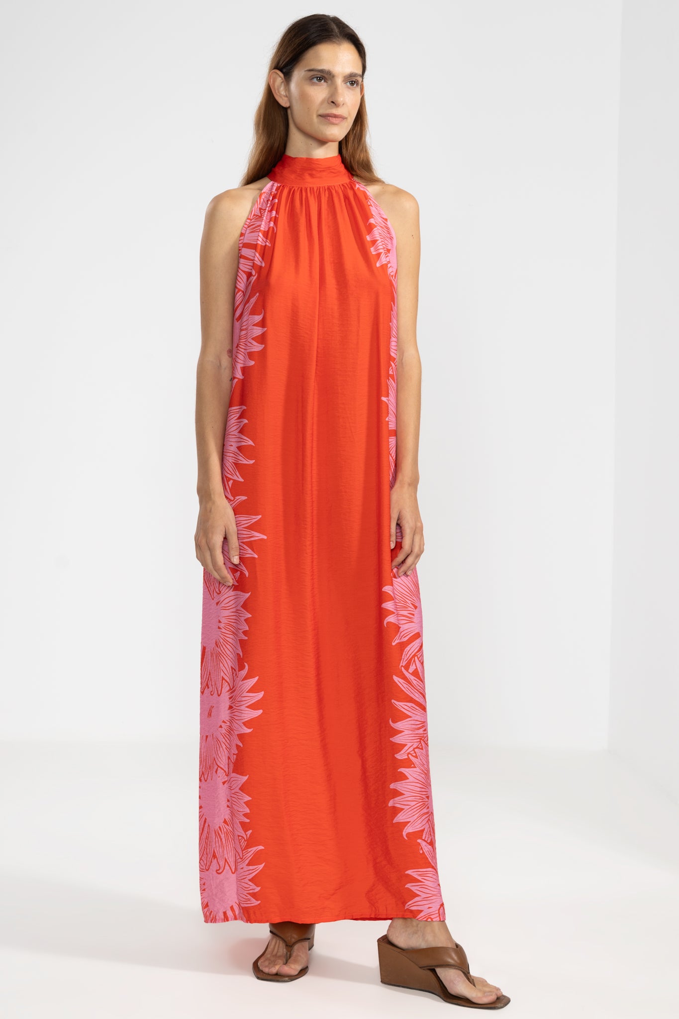 Michu Halter Dress in Bloom Red