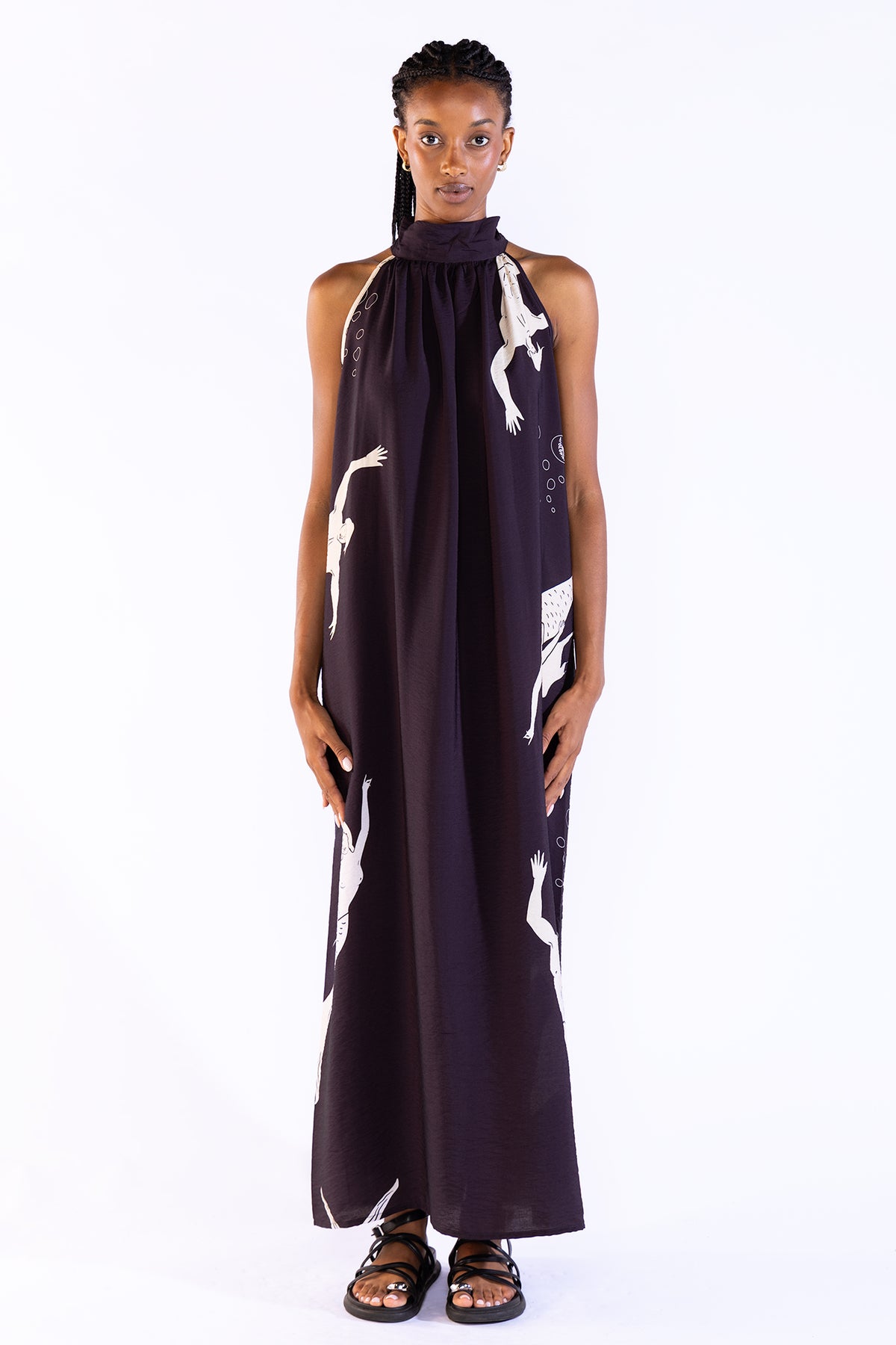 Michu Halter Dress in Mermaid Black