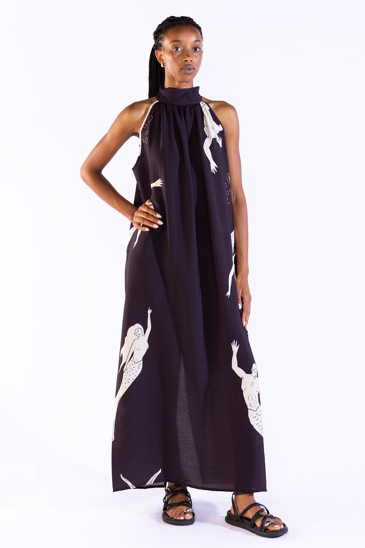 Michu Halter Dress in Mermaid Black