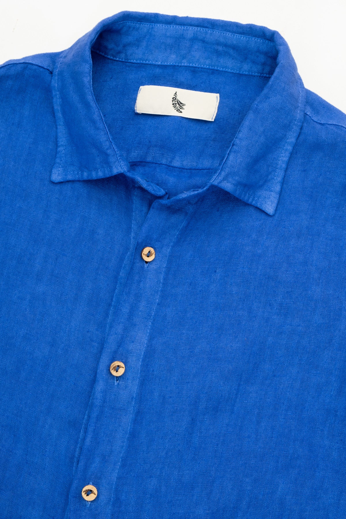 100% Linen Long Sleeve Shirt Cobalt Blue