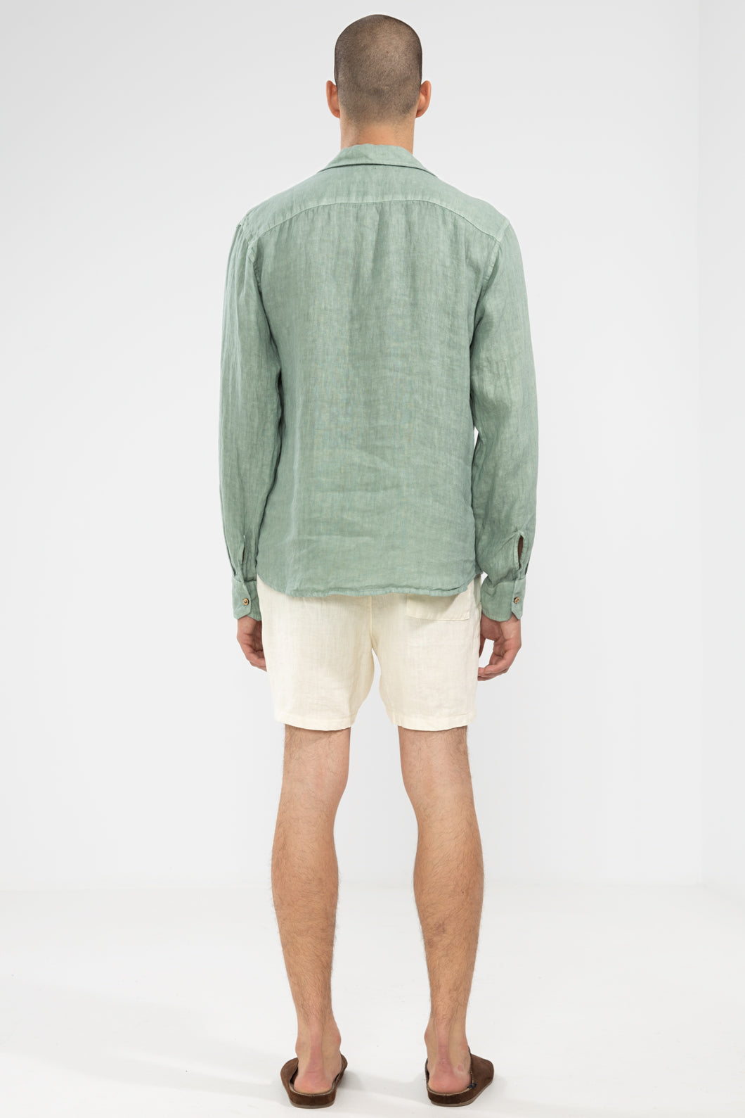 Camicia di Lino 100% Manica Lunga Cardamomo