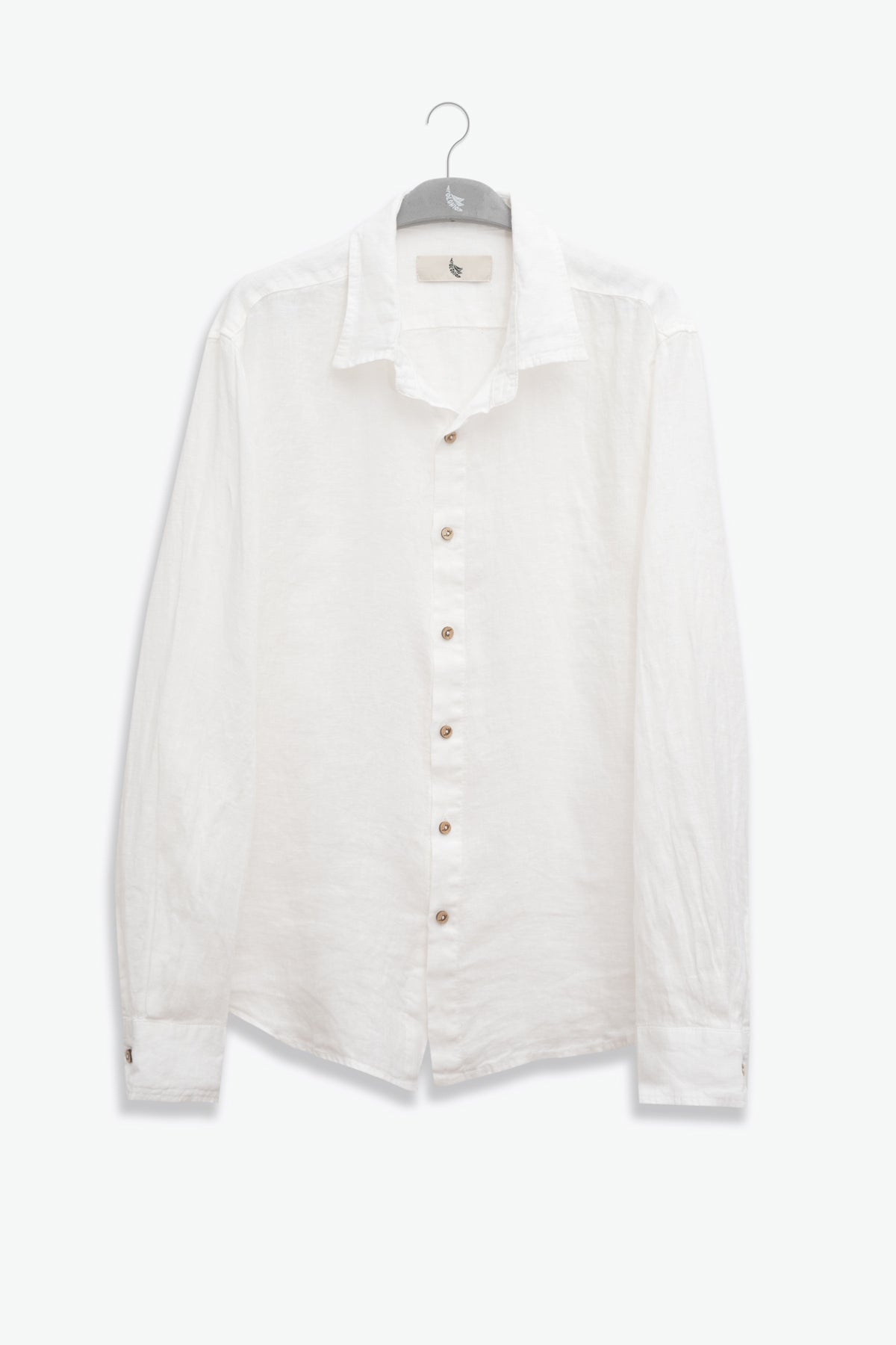 Langarmhemd aus 100 % weißem Leinen