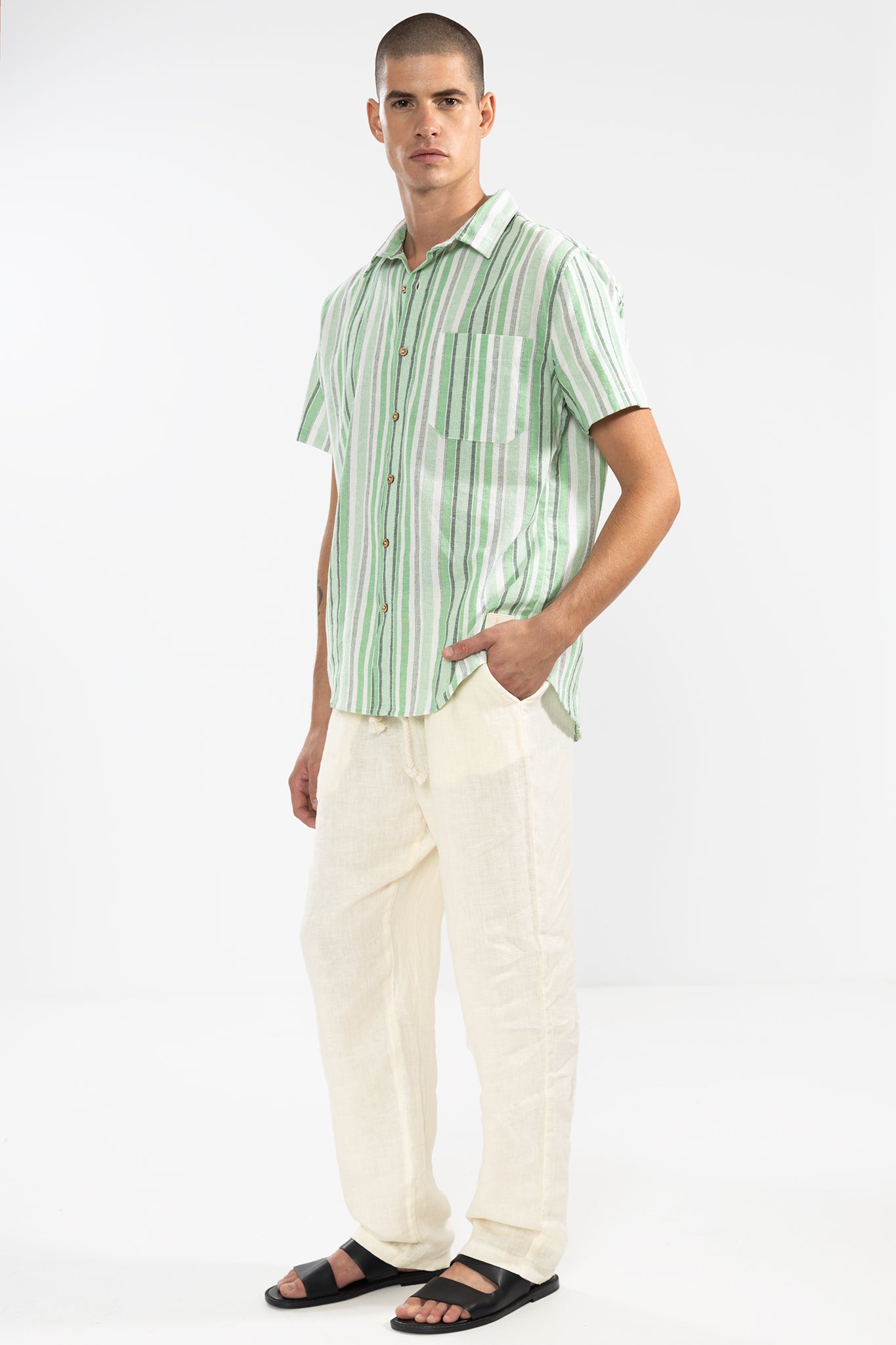 Pantalón 100% Lino Premium Crema
