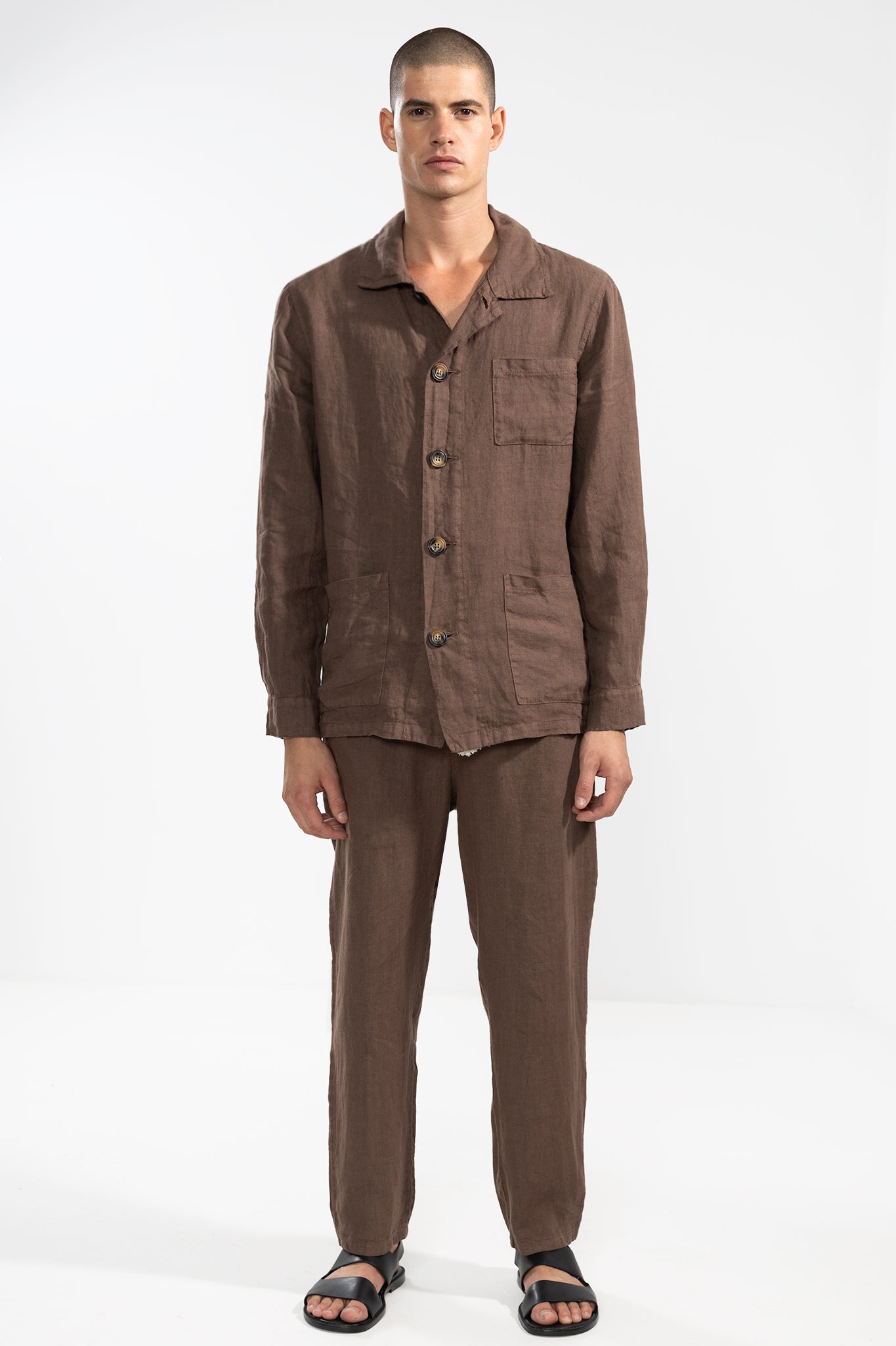 ジャケット・アウター EAPHI LINEN LIKE OVER JACKET Premium Linen Jacket in Mocha | Polonio