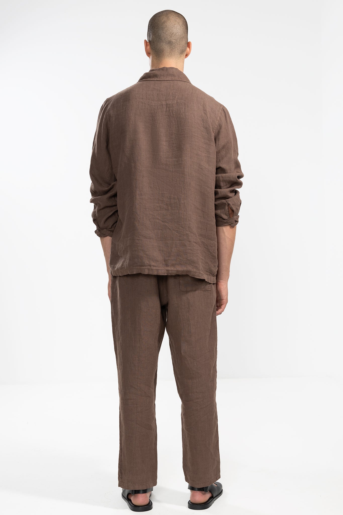 Premium Linen Jacket in Mocha | Polonio