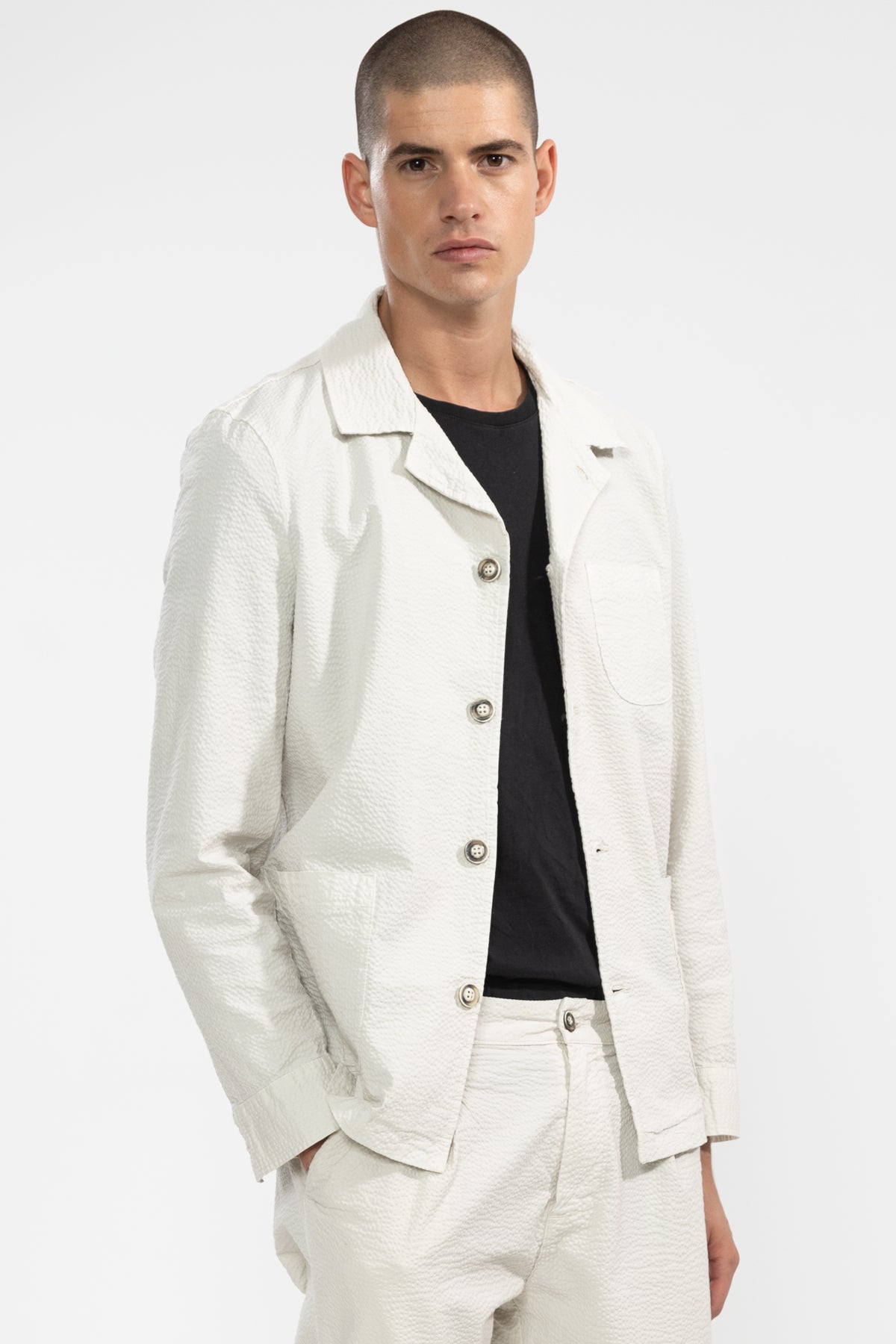 Seersucker Cotton Tailored Jacket | Polonio