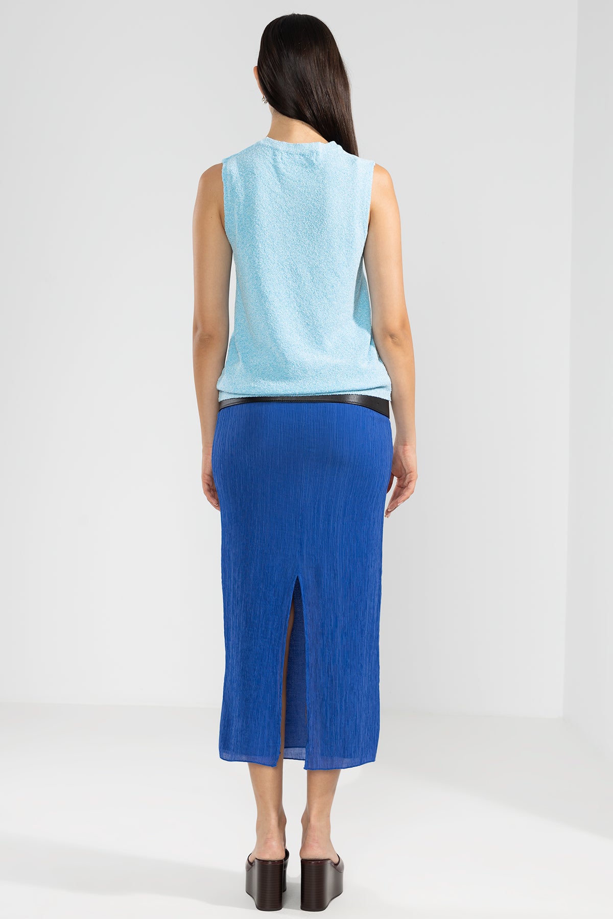 Gestricktes T-Shirt Top in Himmelblau