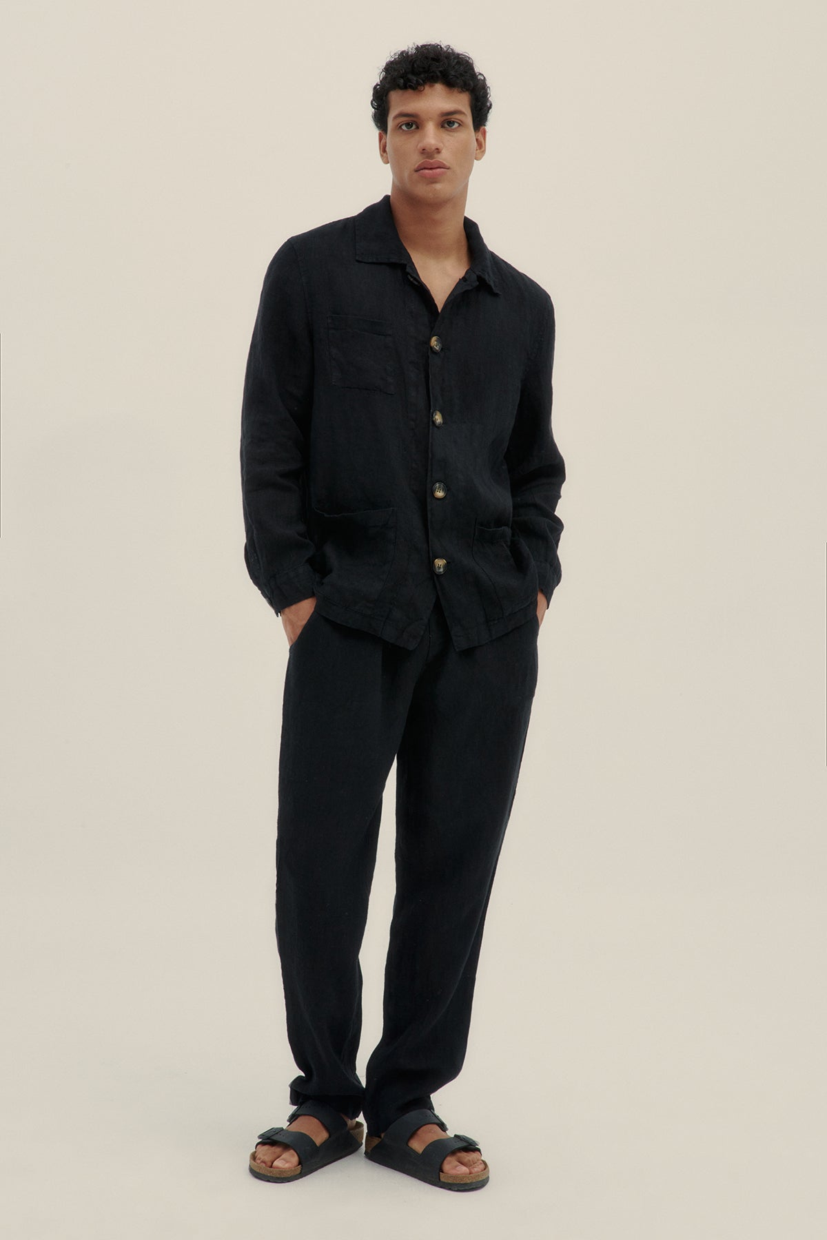 Black Premium Linen Pants - Polonio