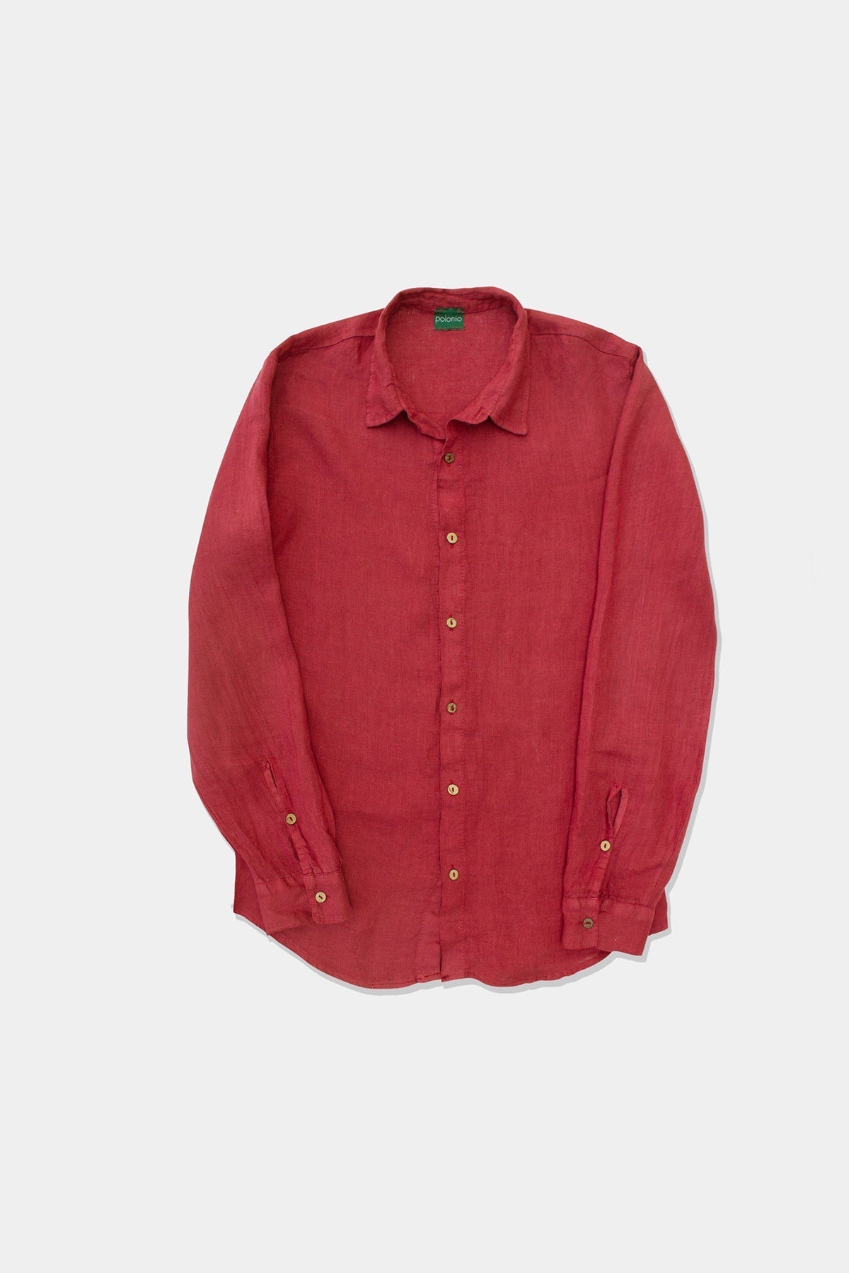 Burgundy Slim Fit Linen Shirt - Polonio
