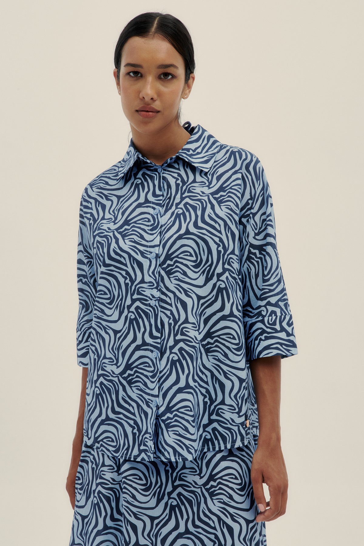 Camisa Sol Zebra Azul - Polonio