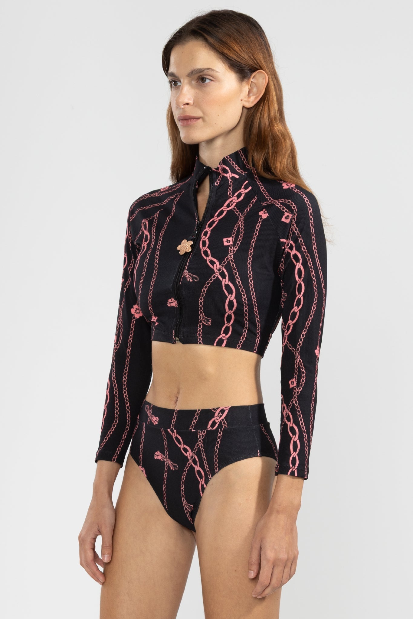 Crop Top Bikini Chain Gang Black - Polonio Uruguay