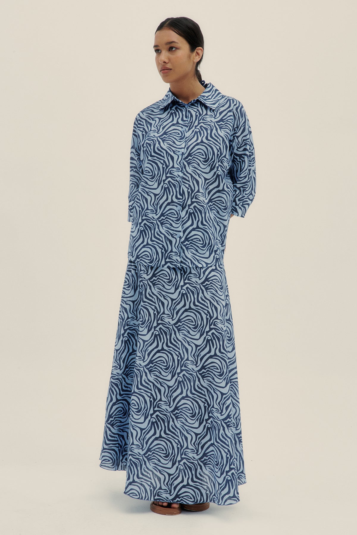 Falda Maxi Zebra Azul - Polonio