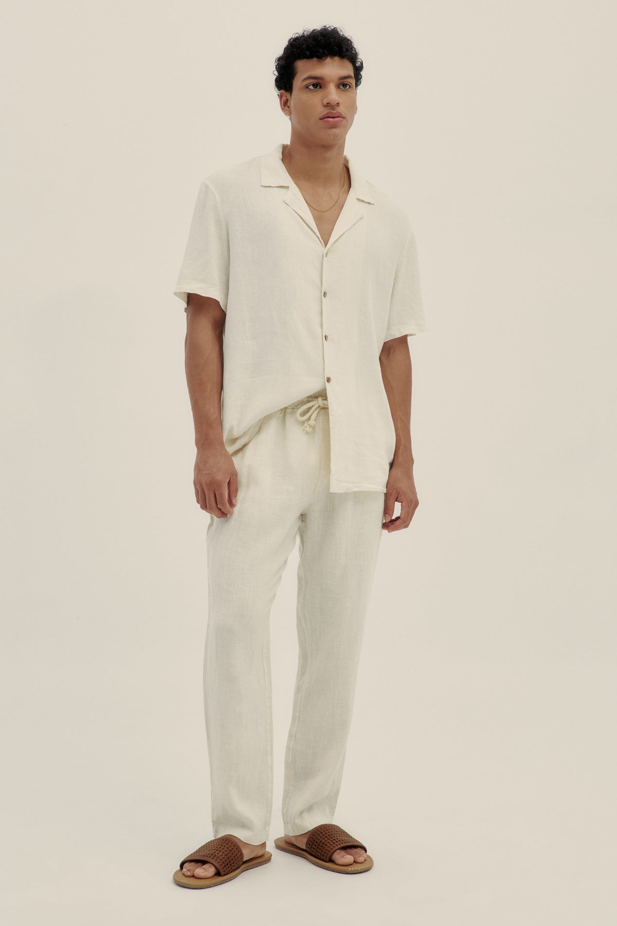 Linen Cotton Camp-Collar Shirt - Polonio