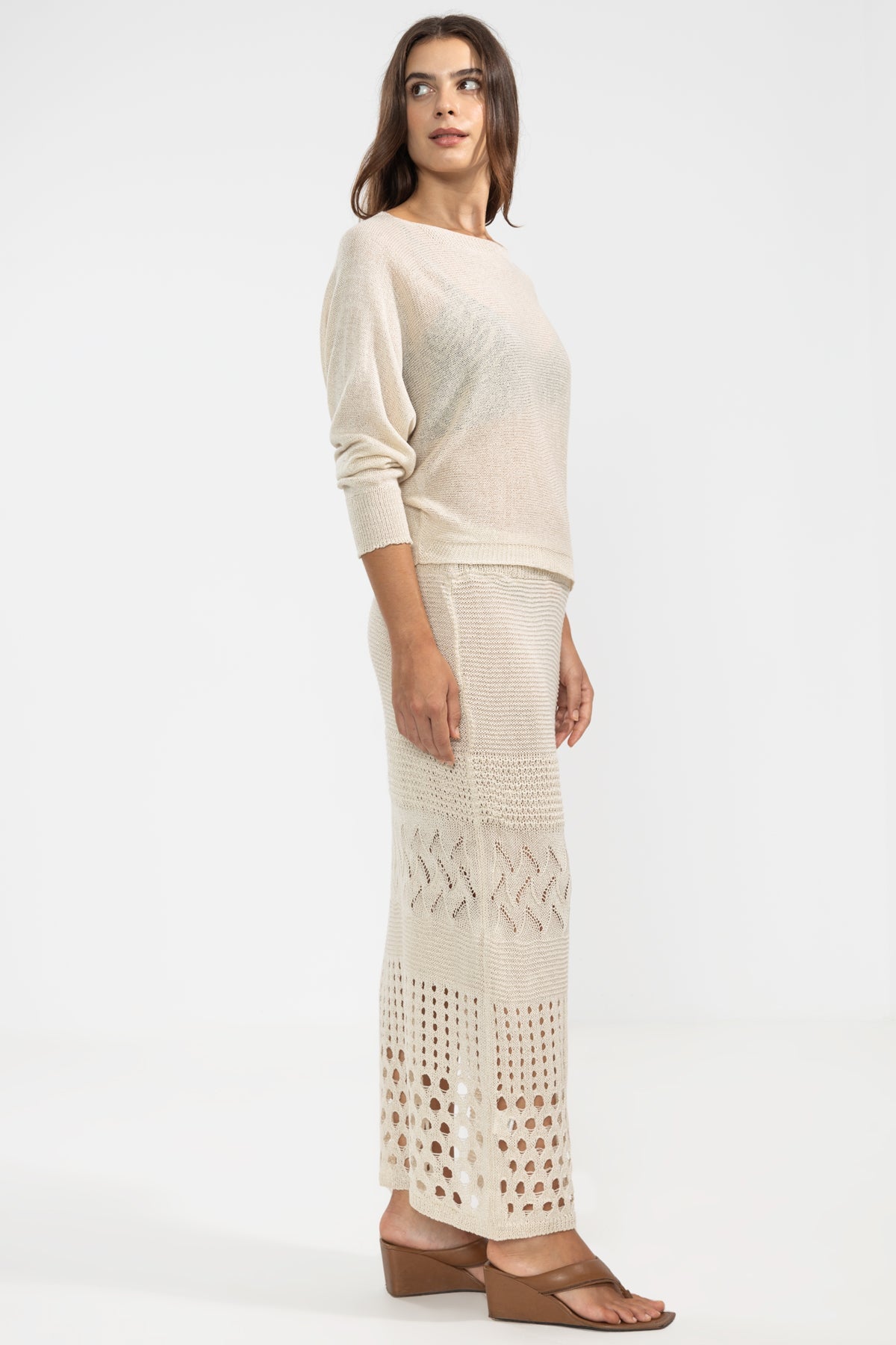 Lu Knitted Skirt in Cream