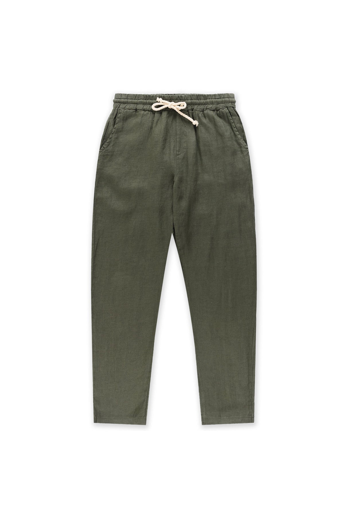 Olive Tailored Linen Pants - Polonio