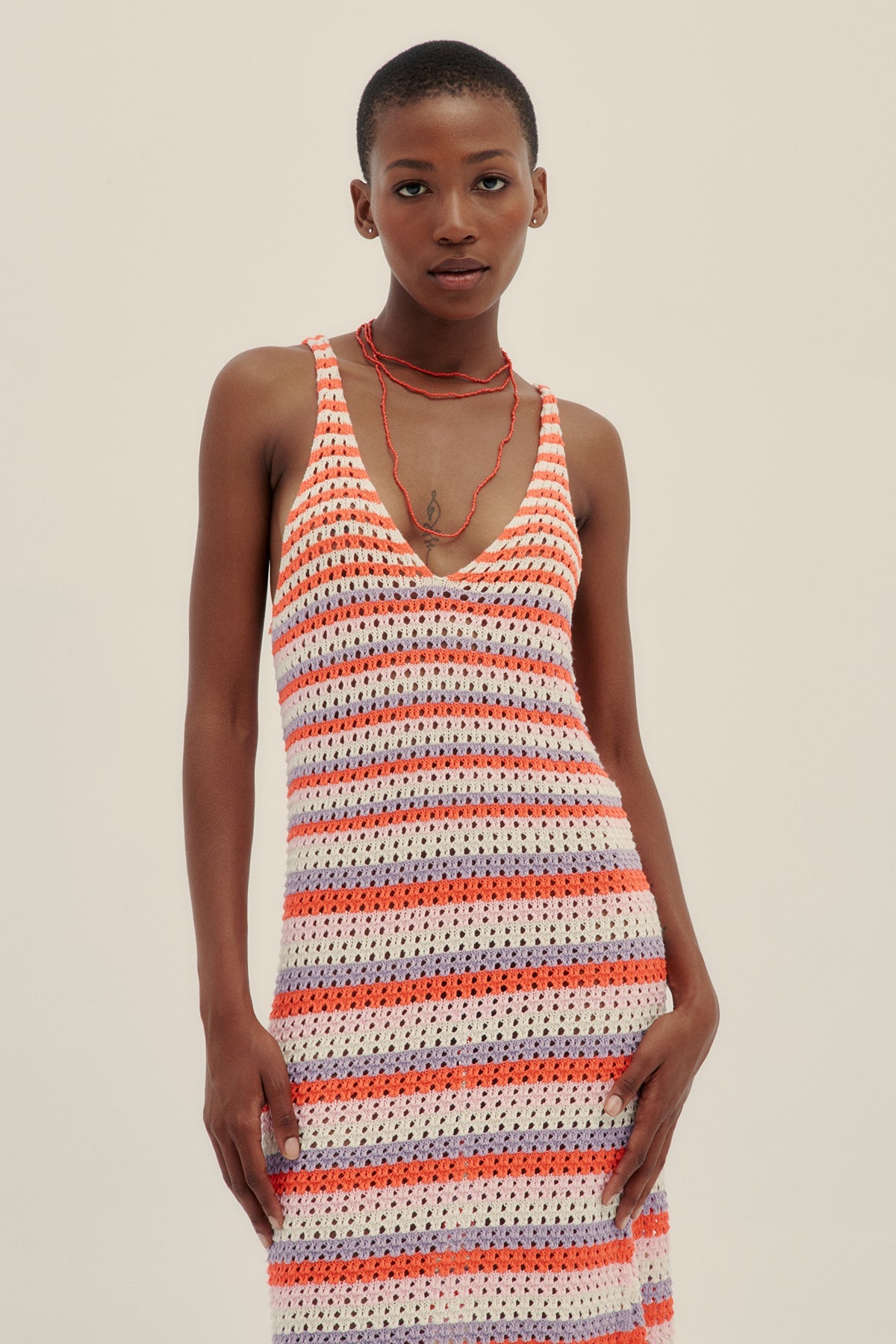 Short Striped Knit Dress - Polonio