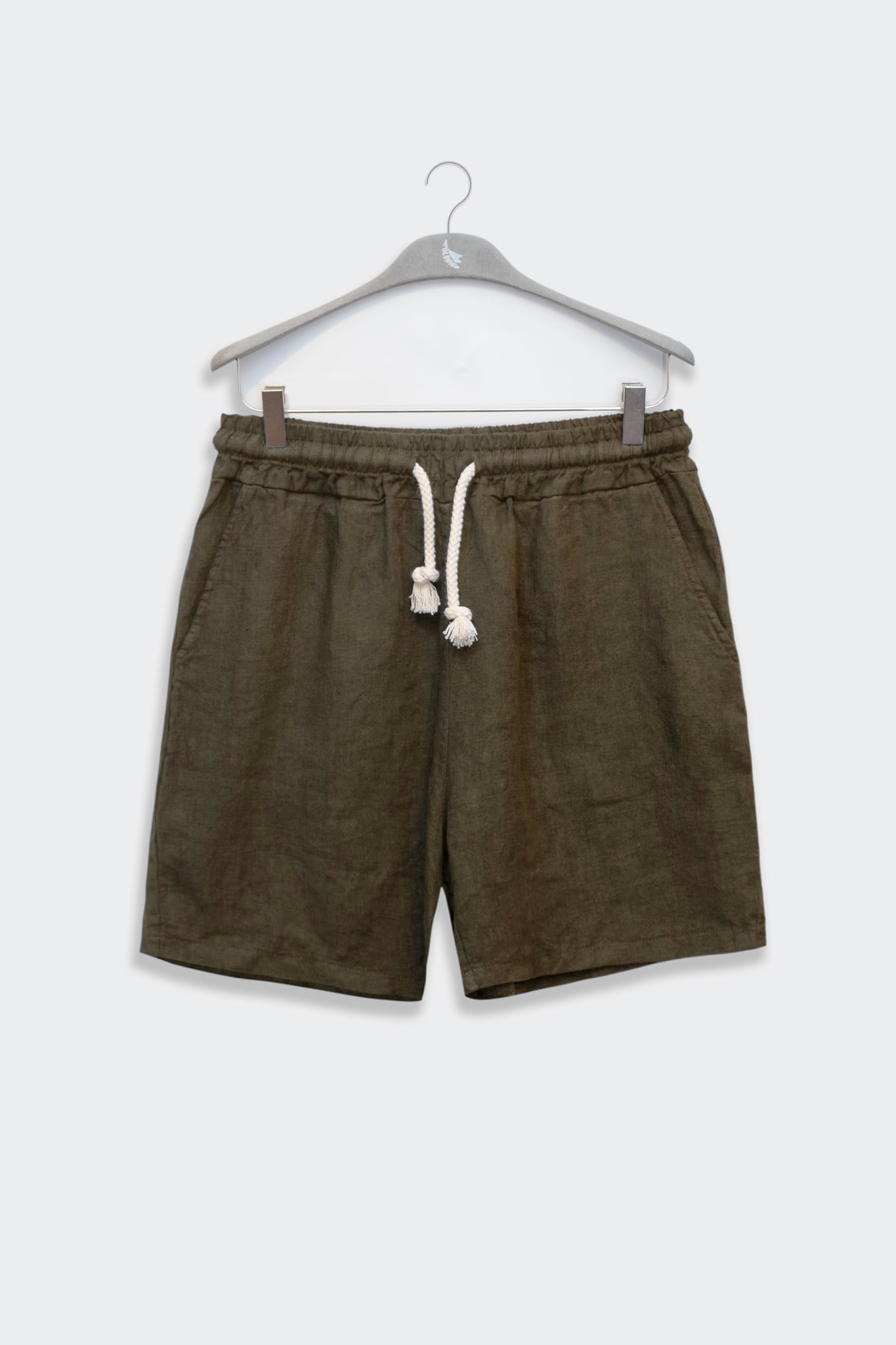 Premium Linen Shorts in Oil Green