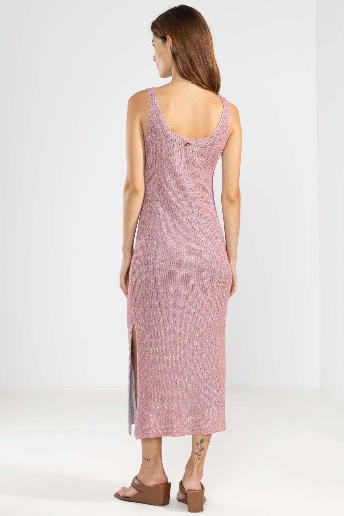 Eli Dress Lurex Knit in Pink