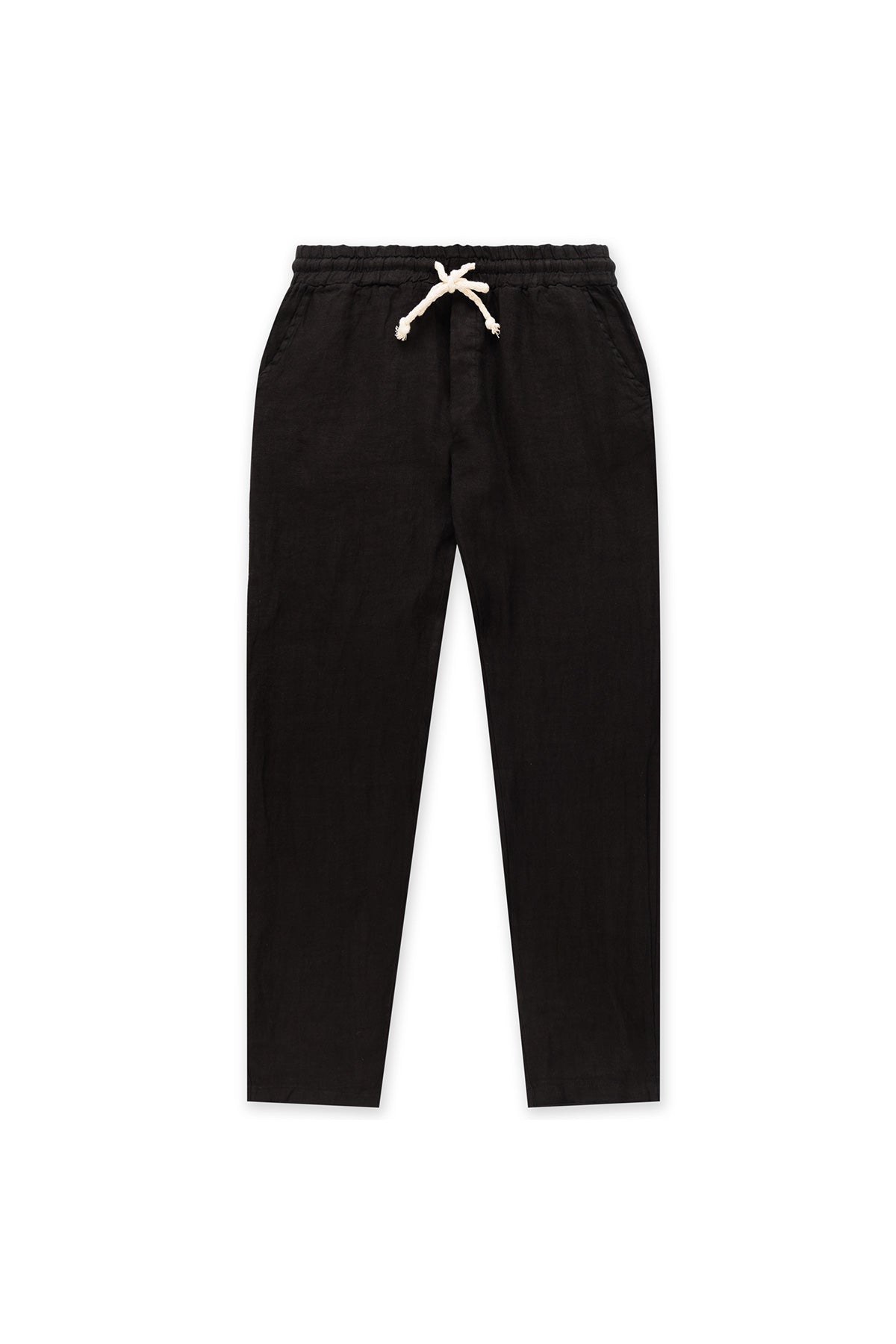Black Tailored Linen Pants - Polonio