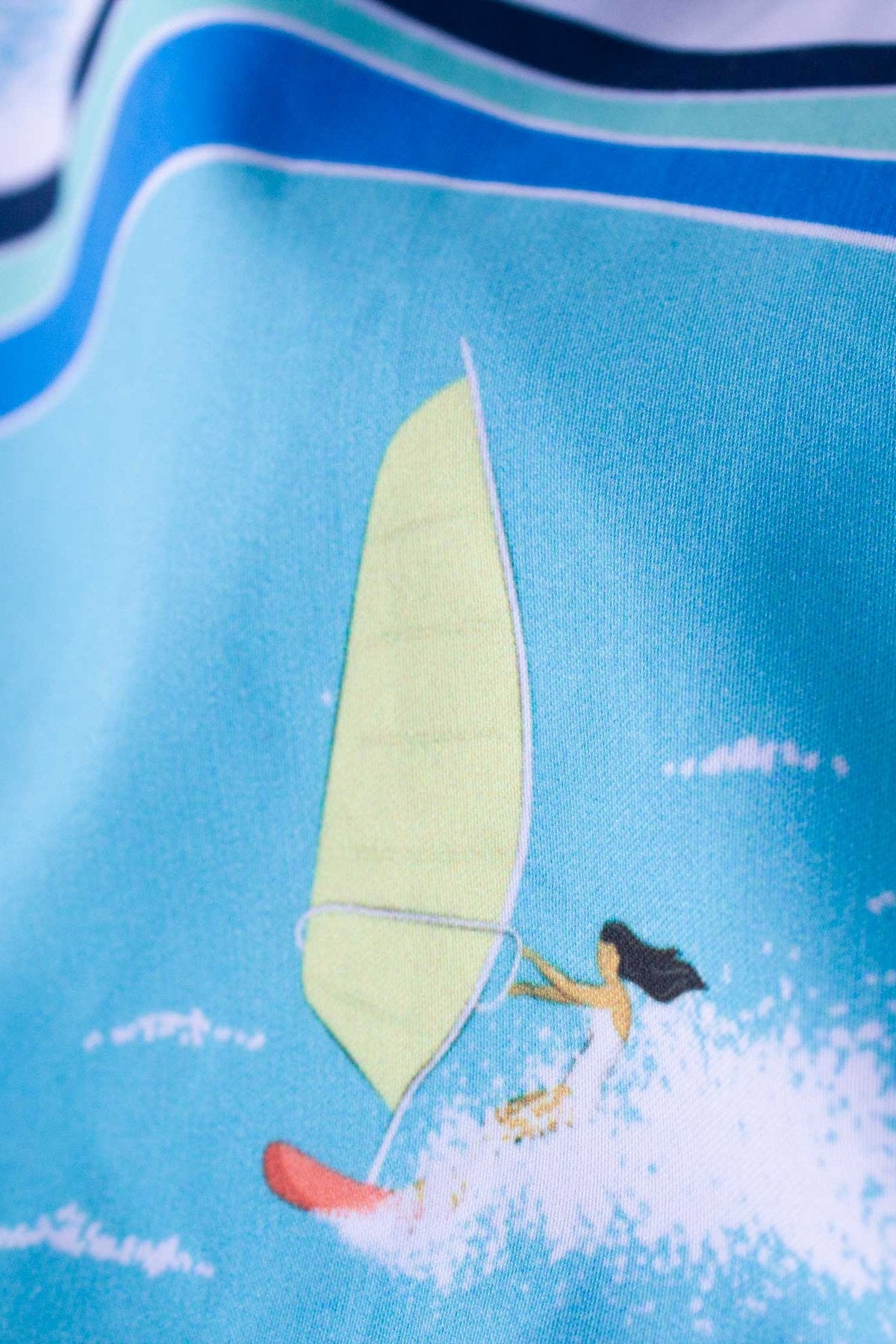 Blue Surf Scene Swim Trunks - Polonio