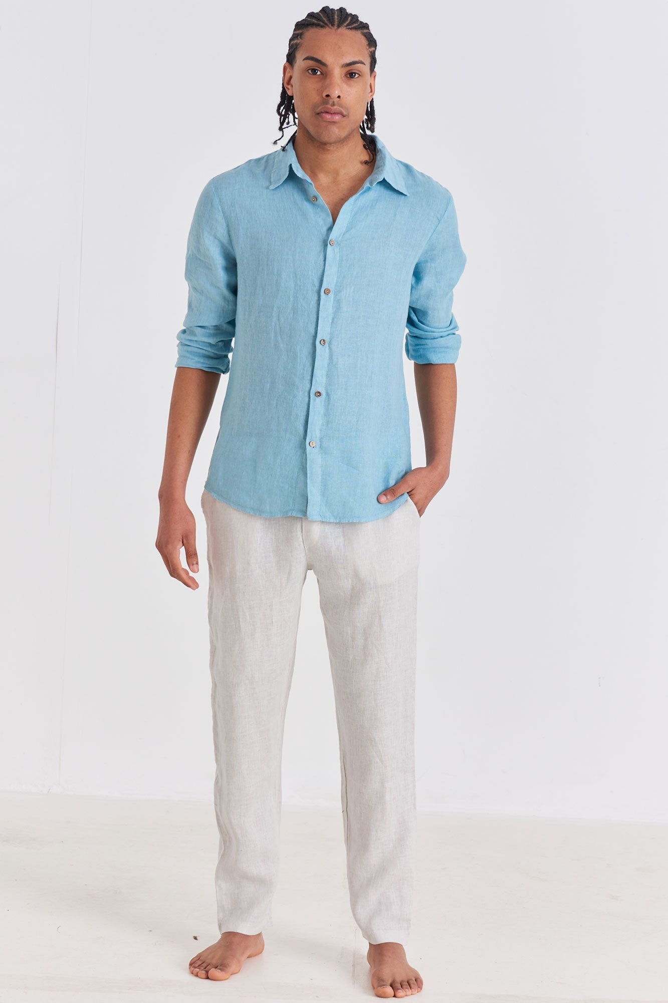 Natural Tailored Linen Pants - Polonio