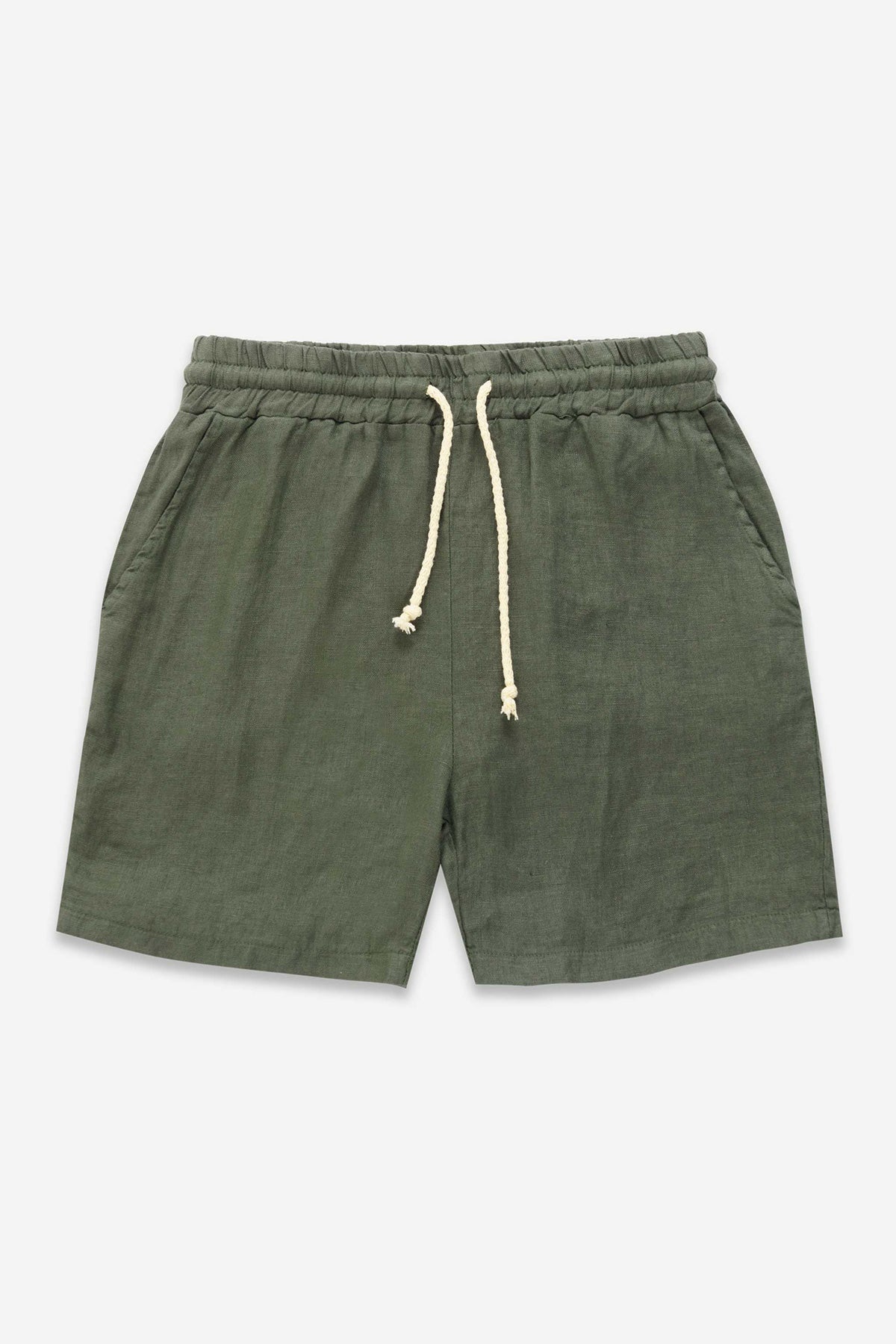 Olive Tailored Linen Shorts - Polonio